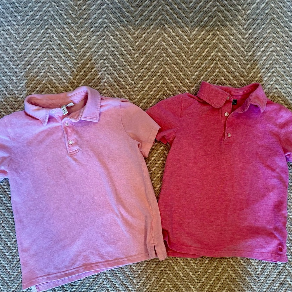 Janie and Jack Boys Pink and Magenta Polo Shirts Size 6